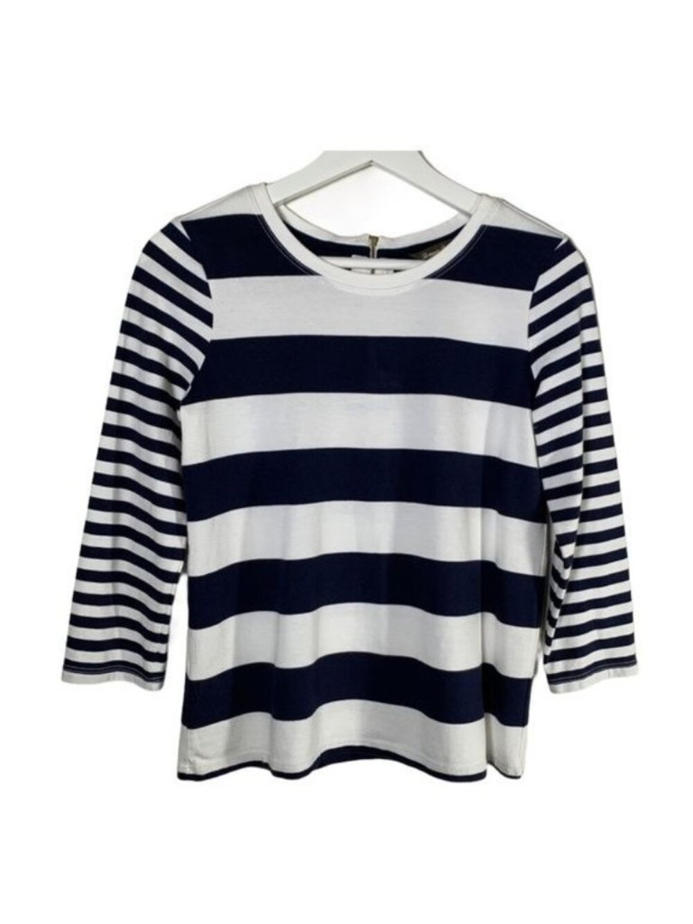 Tommy Bahama XS Pima Cotton Navy White Striped Long Sleeve Top Classic Preppy